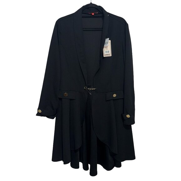 LOVE 83 Love Yourself Jackets & Blazers - Love 83 Love Yourself Black Steampunk Style Blazer Gold Button Detail Sz 2XL NWT